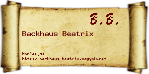 Backhaus Beatrix névjegykártya